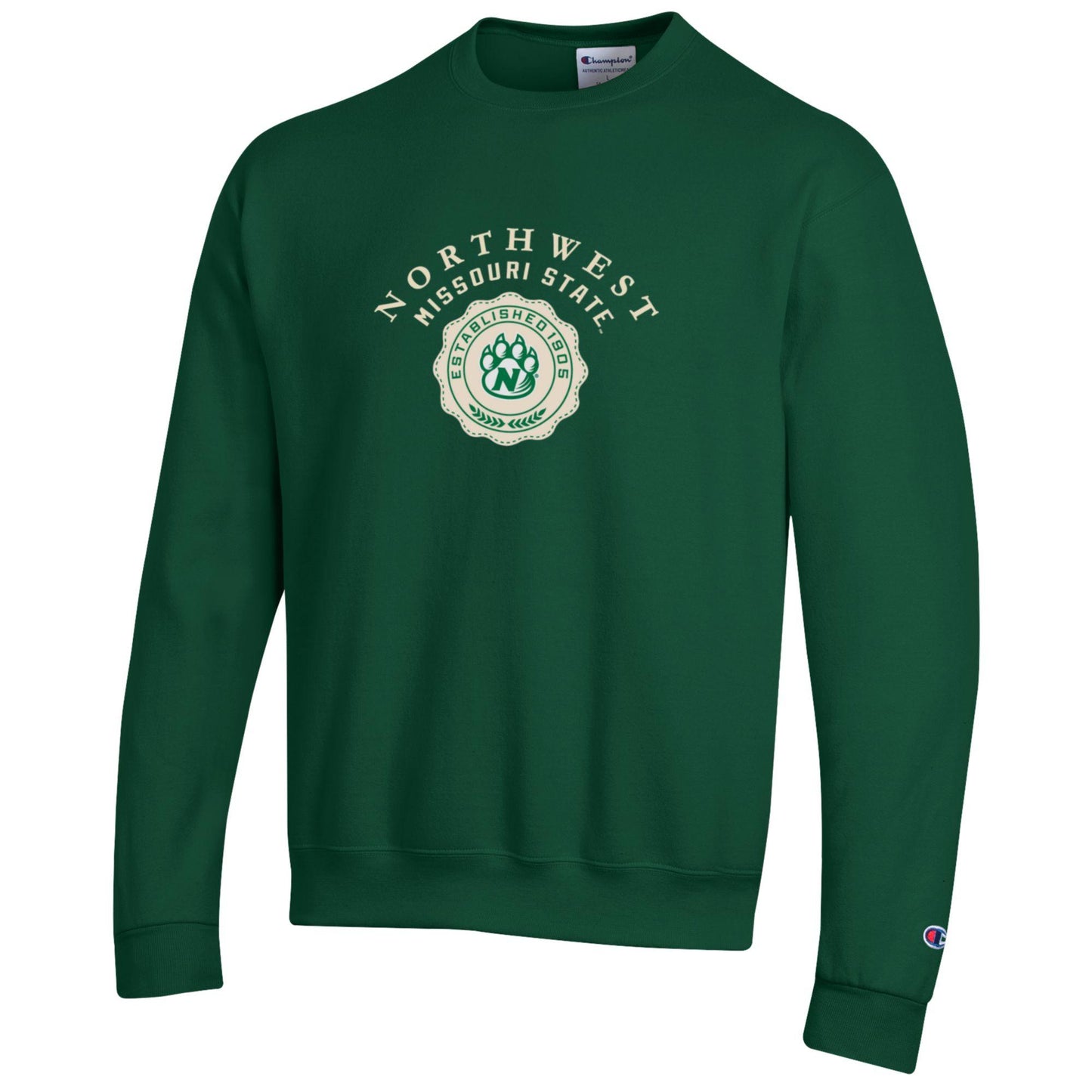 Champion Green Crewneck with Felt Seal
